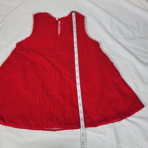 MARY JAMES Christmas dress - Size 2T - corduroy red with gingham ribbon trim, bo - Picture 8 of 10